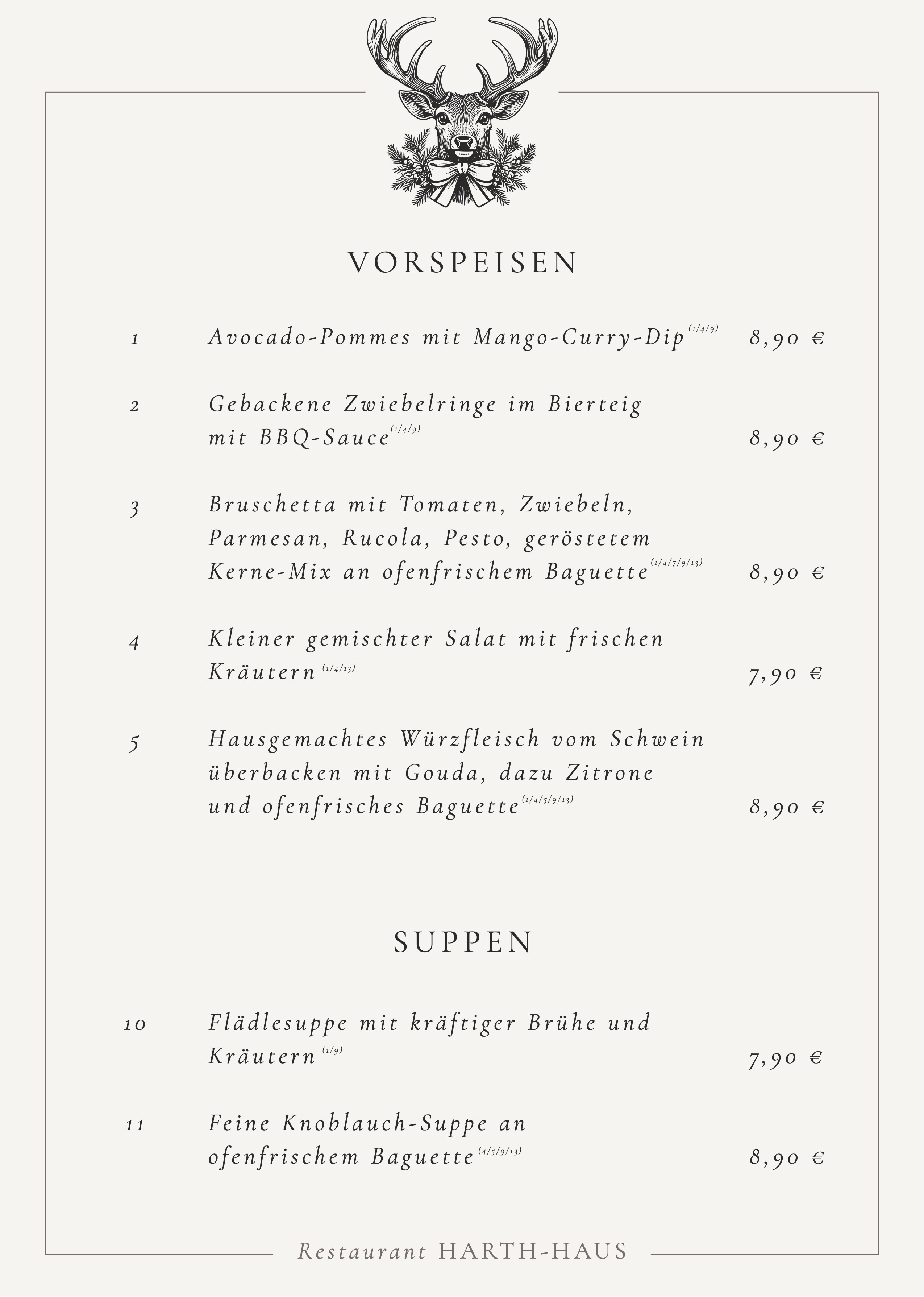 Speisekarte - Vorspeisen / Suppen